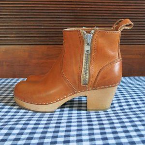 Swedish Hasbeens Zip It Emy clog bootie leather boots shoes EU 37 / US 7